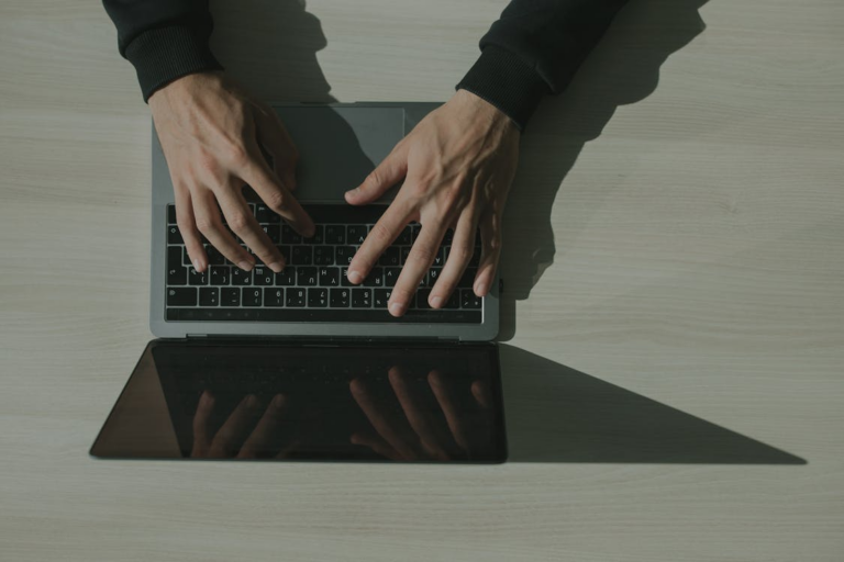 person using laptop